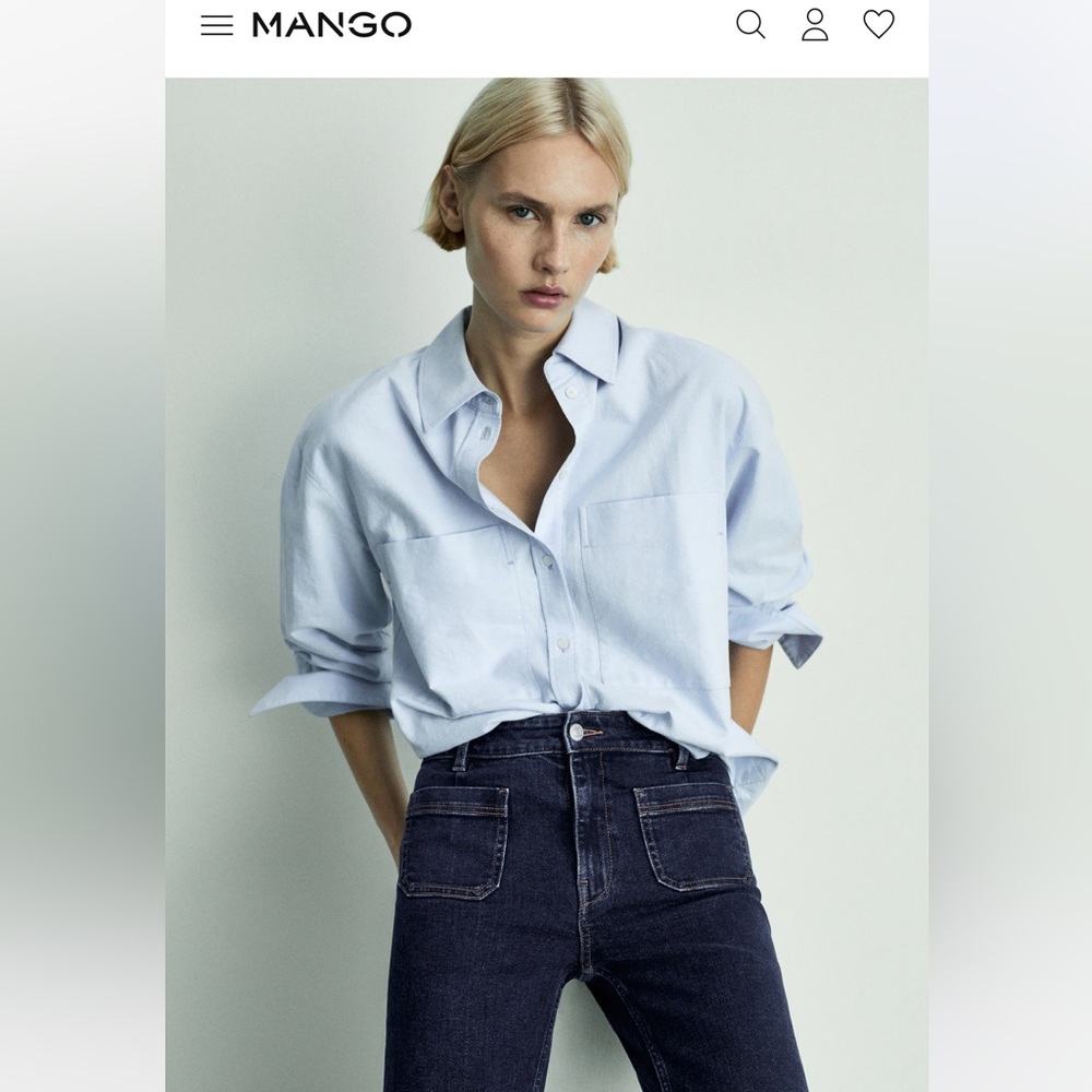 Sz 8/27⭐️NWOT Mango Alex Patch Pocket Dark Wash Kick Flare Crop Jeans.Worn once